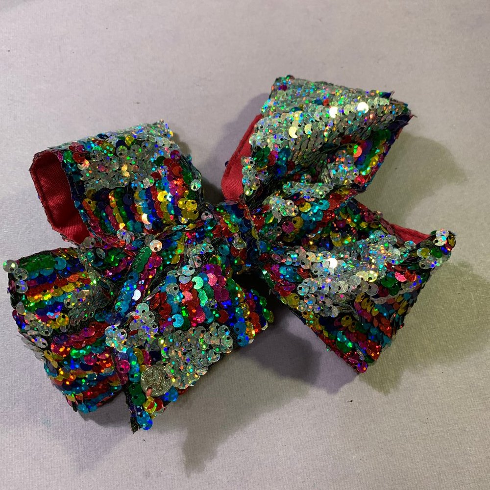 6/20$ SALE-Girls Colors Sequin Hair Bow/Barrette Jumbo 8''